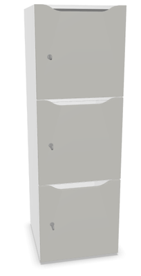 CASIERS - 3 cases - Meuble à cases H.137xL.45xP.50cm - 3 cases H43cm. portes avec découpe en partie haute. serrure à clé