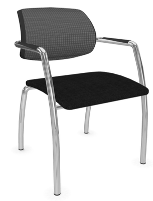 VISITEURS ET FONCTIONNELS - 4 Pieds - DIVA fauteuil dos résille. 4 pieds chromés