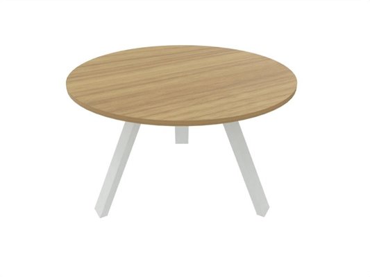 [Pas de famille] - [Pas de sous famille] - X3 Table de réunion diam 120cm. Plateau Noyer et piètement Blanc.