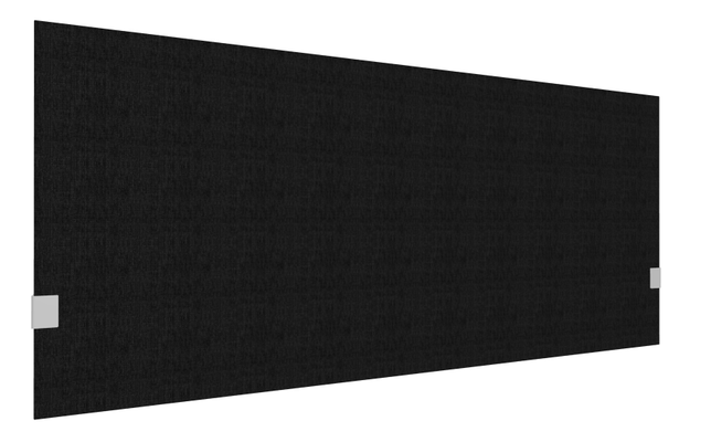 PANNEAUX ECRANS POUR BUREAU DROIT SOLO - Pour bureaux largeur 160 cm - SECRET Panneau-écran acoustique H74cm pour poste solo L.160cm. 2 faces tissu BERTA coloris noir. pinces de fixation réglables en hauteur coloris aluminium