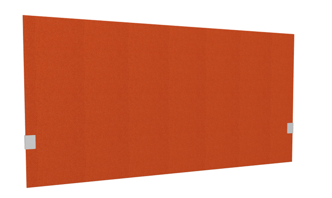 PANNEAUX ECRANS POUR BUREAU DROIT SOLO - Pour bureaux largeur 140 cm - SECRET Panneau-écran acoustique H74cm pour poste solo L.140cm. 2 faces tissu STEP coloris orange. pinces de fixation réglables en hauteur coloris aluminium