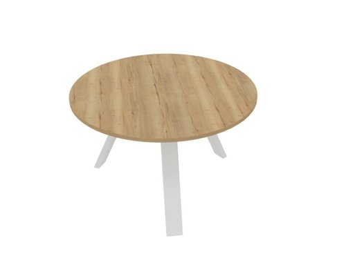 [Pas de famille] - [Pas de sous famille] - X3 Table de réunion diam 120cm. Plateau Chêne naturel et piètement Blanc.