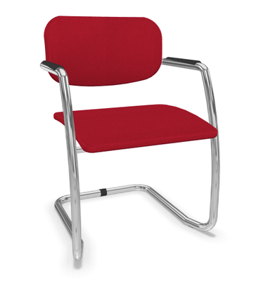 VISITEURS ET FONCTIONNELS - Luge - DIVA fauteuil dos tissu. piétement luge chromé. assise et dossier tissu STEP coloris rouge