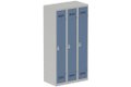 Vestiaire industrie propre 3 portes (fermeture cadenas) H180xL90xP50cm coffre gris clair/ porte(s) bleu
