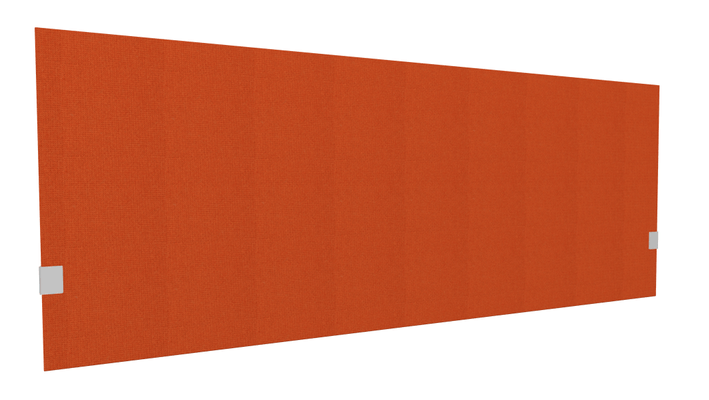 PANNEAUX ECRANS POUR BUREAU DROIT SOLO - Pour bureaux largeur 180 cm - SECRET Panneau-écran acoustique H74cm pour poste solo L.180cm. 2 faces tissu STEP coloris orange. pinces de fixation réglables en hauteur coloris aluminium