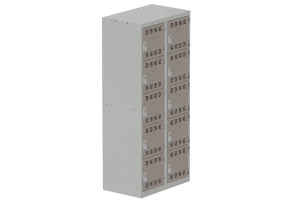 [Pas de famille] - [Pas de sous famille] - Vestiaire multicases 2 colonnes L,40cm 5 cases (fermeture cadenas) H,180xL,80xP,50cm coffre gris clair/portes basalte