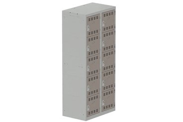 [Pas de famille] - [Pas de sous famille] - Vestiaire multicases 2 colonnes L,40cm 5 cases (fermeture cadenas) H,180xL,80xP,50cm coffre gris clair/portes basalte