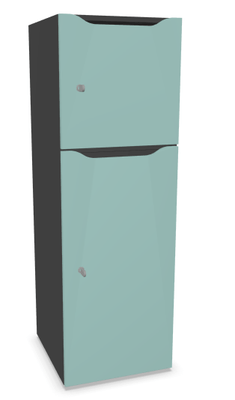 CASIERS - 2 cases - Meuble à cases H.137xL.45xP.50cm - 2 cases : 1 x H86cm (en bas) + 1 x H43cm. portes avec découpe en partie haute. serrure à clé
