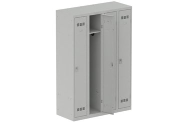 [Pas de famille] - [Pas de sous famille] - Vestiaire industrie propre 4 portes (fermeture cadenas) H180xL120xP50cm coffre gris clair/ porte(s) gris clair