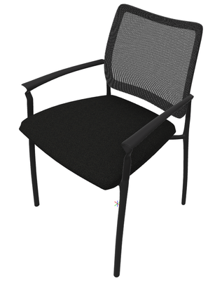 FAUTEUILS/POUFS - 4 pieds - Fauteuil 4 pieds OMNIA, assise et dossier tissu BONDAI coloris noir, structure coloris noir