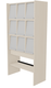 Meuble à périodiques ONISEP 9 portes époxy panneaux et tablettes mélaminé - L90xP42xH177 cm