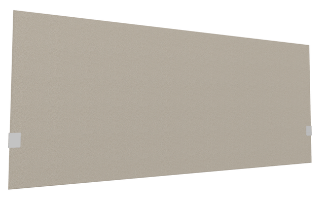PANNEAUX ECRANS POUR BUREAU DROIT SOLO - Pour bureaux largeur 160 cm - SECRET Panneau-écran acoustique H74cm pour poste solo L.160cm. 2 faces tissu LUCIA coloris cappucccino. pinces de fixation réglables en hauteur coloris aluminium