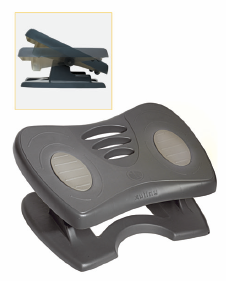 ERGONOMIE - Repose pieds / Repose-poignets - Repose-pieds double réglage, 3 hts de 8 à 20cm, inclinaison libre de 0 à 20°, agréé IGH et ERP, noir