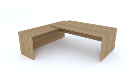 Gamme X5 - Tables de Bureau avec retour - X5 Ensemble de bureau 210x200cm : table 180x90cm avec retour mur débordant 60x200cm /noyer