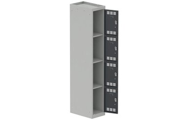 VESTIAIRES MULTICASES - 1 Colonne - Vestiaire multicases, 1 colonne L.30 cm/4 cases, coffre gris clair/portes anthracite