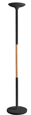 LUMINAIRES - Lampadaires - WOODY 2 Lampadaire LED à éclairage indirect, variateur tactile 3 niveaux d'intensité lumineuse, noir/hêtre