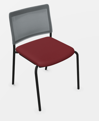 VISITEURS ET FONCTIONNELS - 4 Pieds - ZEN MESH chaise 4 pieds Assise rouge brique dossier résille Noir