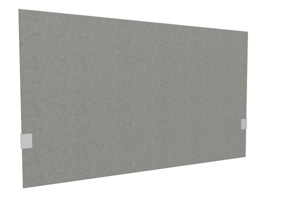 PANNEAUX ECRANS POUR BUREAU DROIT SOLO - Pour bureaux largeur 120 cm - SECRET Panneau-écran acoustique H74cm pour poste solo L.120cm. 2 faces tissu SYNERGY coloris gris. pinces de fixation réglables en hauteur coloris aluminium