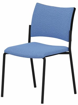 VISITEURS ET FONCTIONNELS - 4 Pieds - ZEN tissu visiteur - Chaise piétement 4 pieds laqué noir (A).Assise et dossier tissu Bondai Bleu Clair (6006)