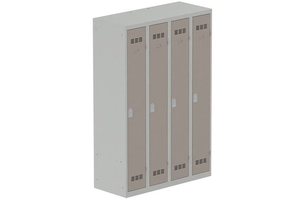 [Pas de famille] - [Pas de sous famille] - Vestiaire industrie propre 4 portes (serrure 2 clés) H180xL120xP50cm coffre gris clair/ porte(s) basalte