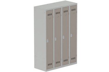 [Pas de famille] - [Pas de sous famille] - Vestiaire industrie propre 4 portes (serrure 2 clés) H180xL120xP50cm coffre gris clair/ porte(s) basalte