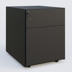 CAISSONS  - Mobiles - Caisson sur roulette 2 tiroirs Noir RAL 9005