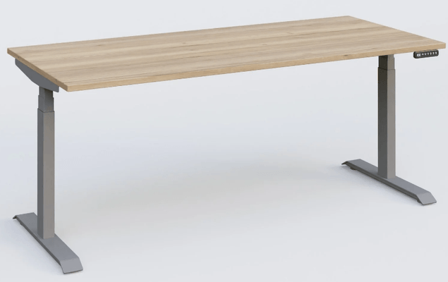 [Pas de famille] - [Pas de sous famille] - Poste solo 200*80 réglable en hauteur électriquement de 65-130 cm gamme KPro3. Plateau chêne naturel et piètement alu