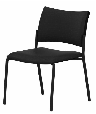 VISITEURS ET FONCTIONNELS - 4 Pieds - ZEN tissu visiteur - Chaise piétement 4 pieds laqué noir (A).Assise et dossier tissu Bondai Bleu (6003)