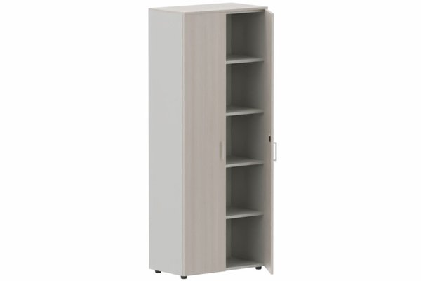 ARMOIRES SANS PORTES / BIBLIOTHEQUES - Hauteur 196 cm - Armoire mélamine H196xL100cm portes bois, Finitions= Top de finition : acacia (AK) / Corps d'armoire et tablettes : aluminium / Façade : Acacia (AK) poignées aluminium