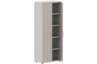 ARMOIRES SANS PORTES / BIBLIOTHEQUES - Hauteur 196 cm - Armoire mélamine H196xL100cm portes bois, Finitions= Top de finition : acacia (AK) / Corps d'armoire et tablettes : aluminium / Façade : Acacia (AK) poignées aluminium