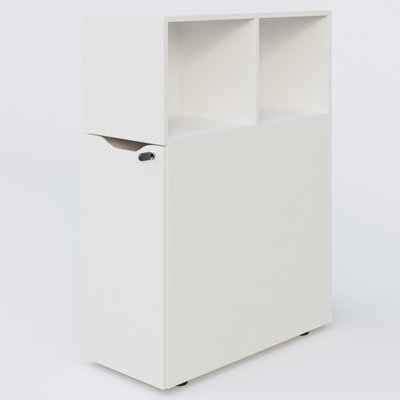 CAISSONS  - Tour de rangement - Rangement personnel compact avec niche intégrée. Blanc. P80xL36xH109cm. ouverture à gauche.