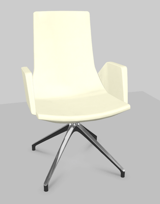 DIRECTION - Visiteurs - KI fauteuil de conférence haut dossier. piétement 4 branches en aluminium poli