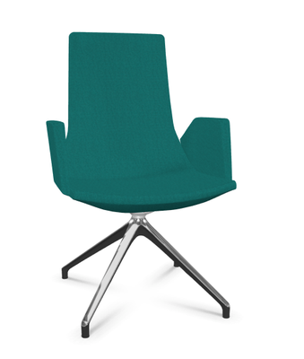 DIRECTION - Visiteurs - KI fauteuil de conférence haut dossier. piétement 4 branches en aluminium poli