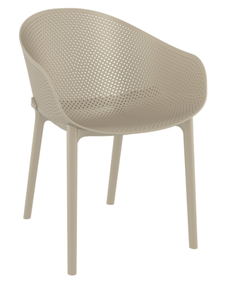 POLYPROPYLENE - FAUTEUILS  - VENISE-Fauteuil empilable Polypropylène recyclable renforcé en fibre de verre-Finition Taupe(PTA)