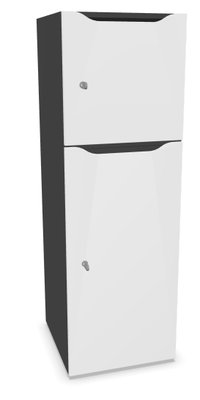 CASIERS - 2 cases - Meuble à cases H.137xL.45xP.50cm - 2 cases : 1 x H86cm (en bas) + 1 x H43cm. portes avec découpe en partie haute. serrure à clé