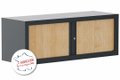 Armoire rehausse H44xL120cm coffre anthracite/rideaux hêtre
