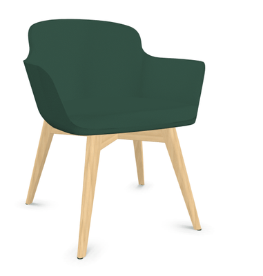 TABLES BASSES - Pieds bois - NAPOLEON Siège Lounge coque polyuréthane moulée tapissée Valencia Vert foncé / pieds bois