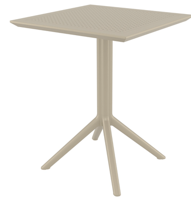 POLYPROPYLENE - TABLES  - SEVILLE-Table en résine, cadre métallique , rabattable -60x60cm-Finition:plateau taupe/piètement taupe