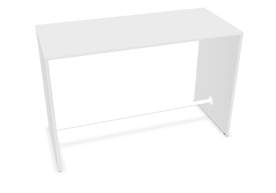 GUERIDON - Hauteur 90 cm - Tables hautes CUBIC. dimensions 180x70xH.90 cm avec barre de repose-pieds. Coloris blanc