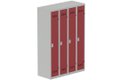 Vestiaire industrie propre 4 portes (serrure 2 clés) H180xL120xP50cm coffre gris clair/ porte(s) rouge