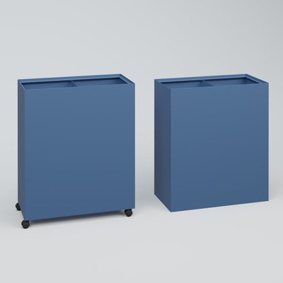 ACCESSOIRES - ACCESSOIRES  - Poubelle 2 Modules HT 75 cm Larg. 60 cm Prof. 30 cm avec roulettes . Coffre Bleu