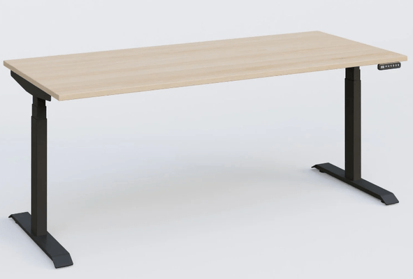 [Pas de famille] - [Pas de sous famille] - Poste solo 200*80 réglable en hauteur électriquement de 65-130 cm gamme KPro3. Plateau hêtre et piètement noir