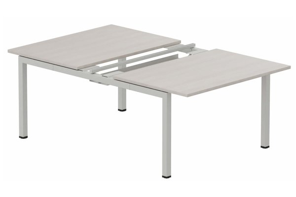 Postes Bench (poste doubles) - SERIE K3 - K3 Bench départ 2 plateaux coulissants 120x80cm encombrement 120x165cm, plateau acacia, structure aluminium