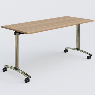 [Pas de famille] - [Pas de sous famille] - Table abattante gamme Arca 160-70 cm. Plateau Noyer et pietement Chrome.