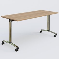 [Pas de famille] - [Pas de sous famille] - Table abattante gamme Arca 160-70 cm. Plateau Noyer et pietement Chrome.