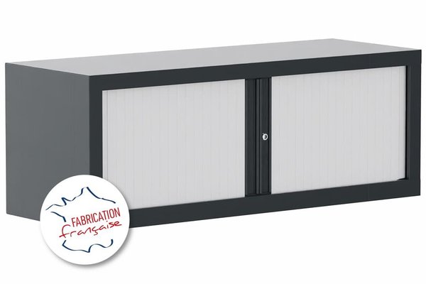 [Pas de famille] - [Pas de sous famille] - Armoire rehausse H44xL120cm coffre anthracite/rideaux blanc