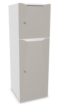 CASIERS - 2 cases - Meuble à cases H.137xL.45xP.50cm - 2 cases : 1 x H86cm (en bas) + 1 x H43cm. portes avec découpe en partie haute. serrure à clé