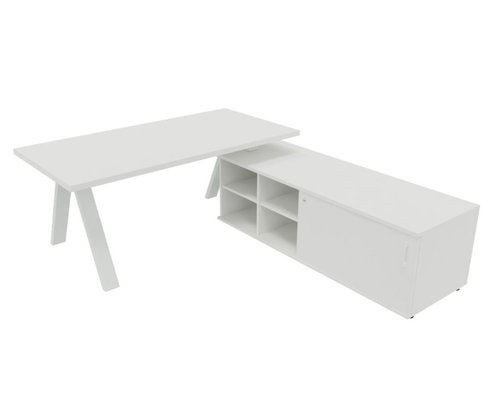 [Pas de famille] - [Pas de sous famille] - X3 Plan Manager 180*90cm + meuble USE ME sans caisson à droite. Plateau Blanc et pietement Blanc.