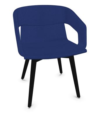 FAUTEUILS/POUFS - 4 pieds bois - MELODY fauteuil 4 pieds bois. face intérieure tissu STEP coloris bleu face extérieure tissu STEP coloris bleu piétement noir