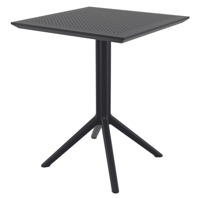 POLYPROPYLENE - TABLES  - SEVILLE-Table en résine, cadre métallique , rabattable -60x60cm-Finition:plateau noir /piètement noir